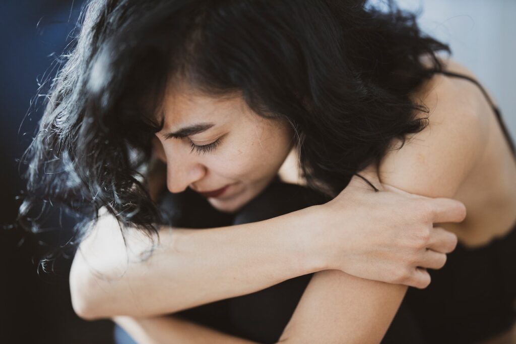 Woman suffering from addiction.